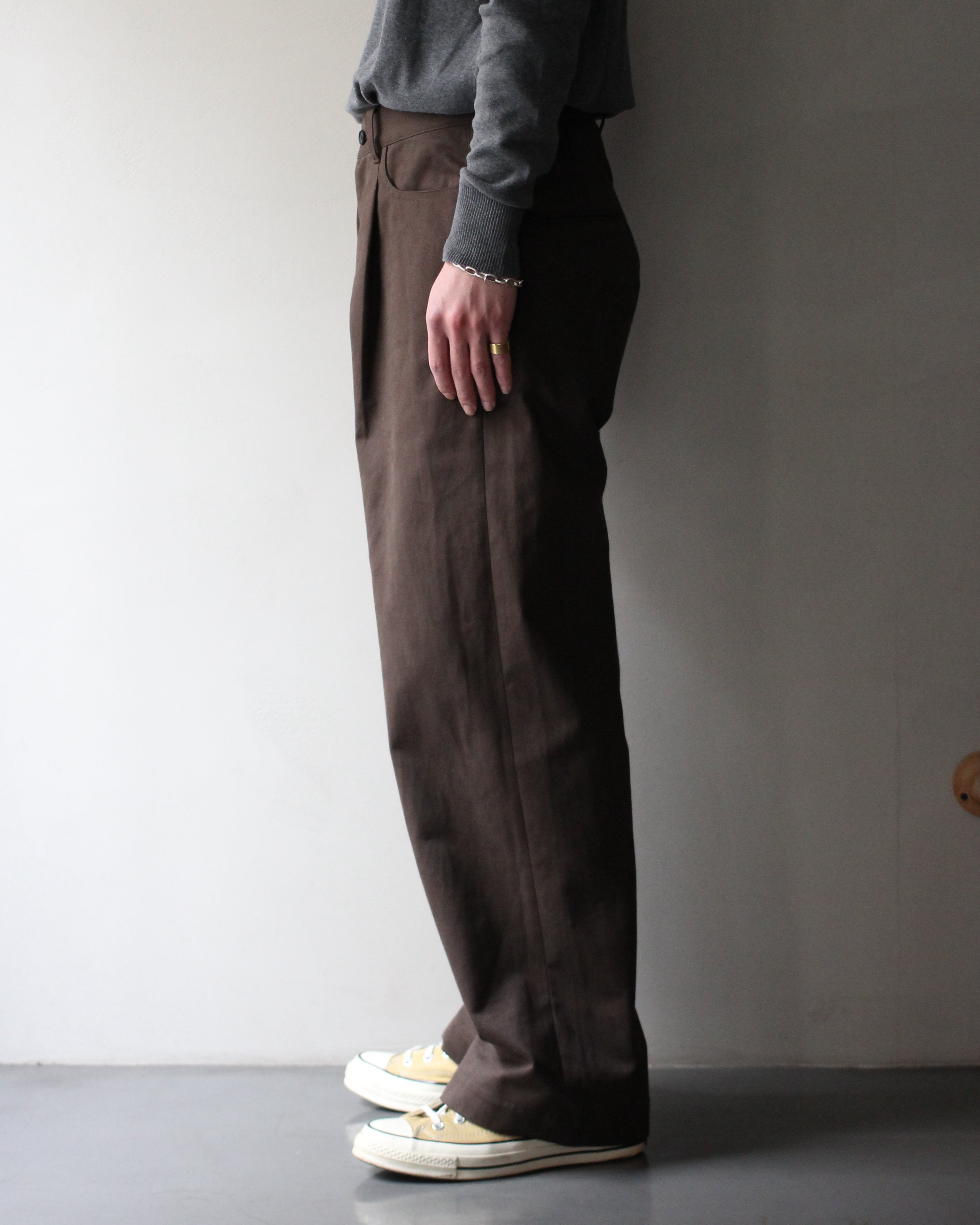 ssstein/BRUSHED CHINO ONE TUCK WIDE PANTS 