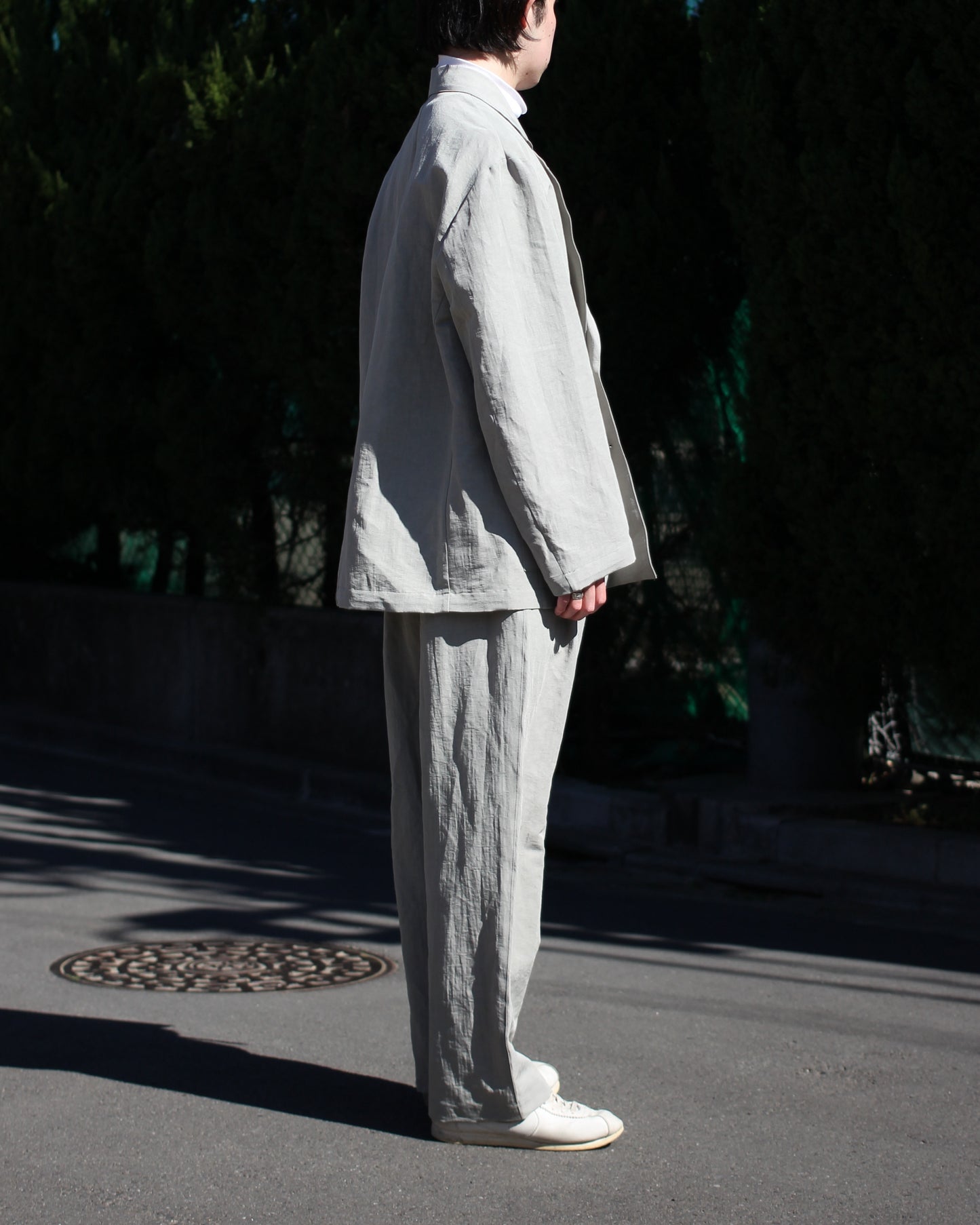 ssstein/LI/NY POPLIN WIDE EASY TROUSERS "BEIGE GREY"