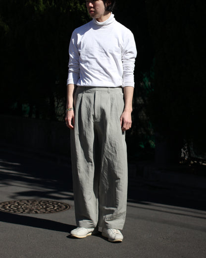 ssstein/LI/NY POPLIN WIDE EASY TROUSERS "BEIGE GREY"