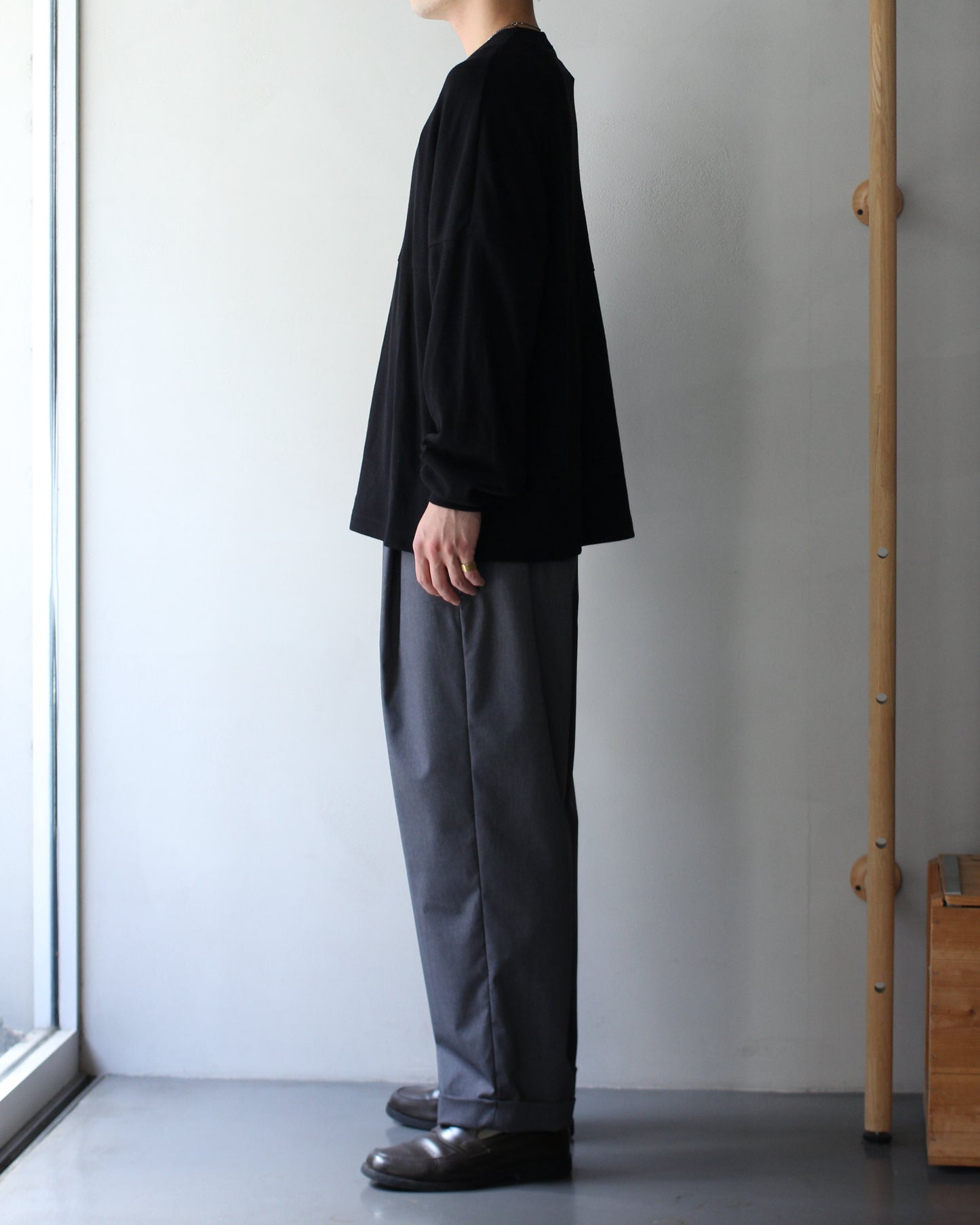 ULTERIOR / C/CASH HONEYCOMB FOOTBALL TEE"BLACK"