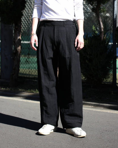 ssstein/LI/NY POPLIN WIDE EASY TROUSERS "BLACK"