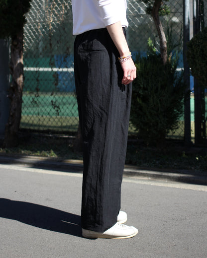 ssstein/LI/NY POPLIN WIDE EASY TROUSERS "BLACK"