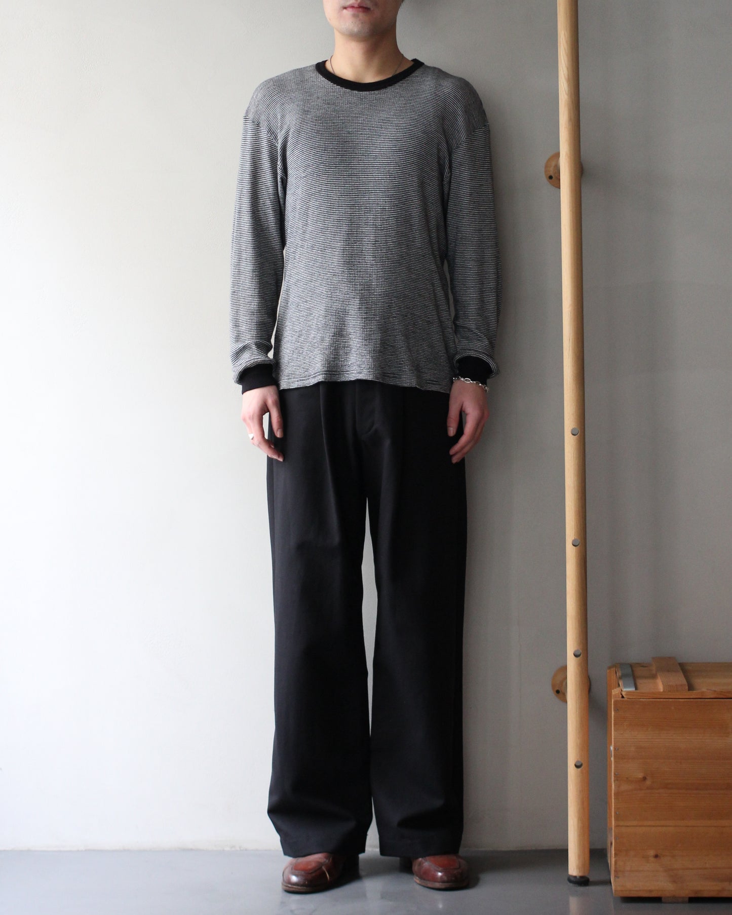 ssstein/DOUBLE WEAVE COTTON ONE TUCK WIDE PANTS "BLACK"