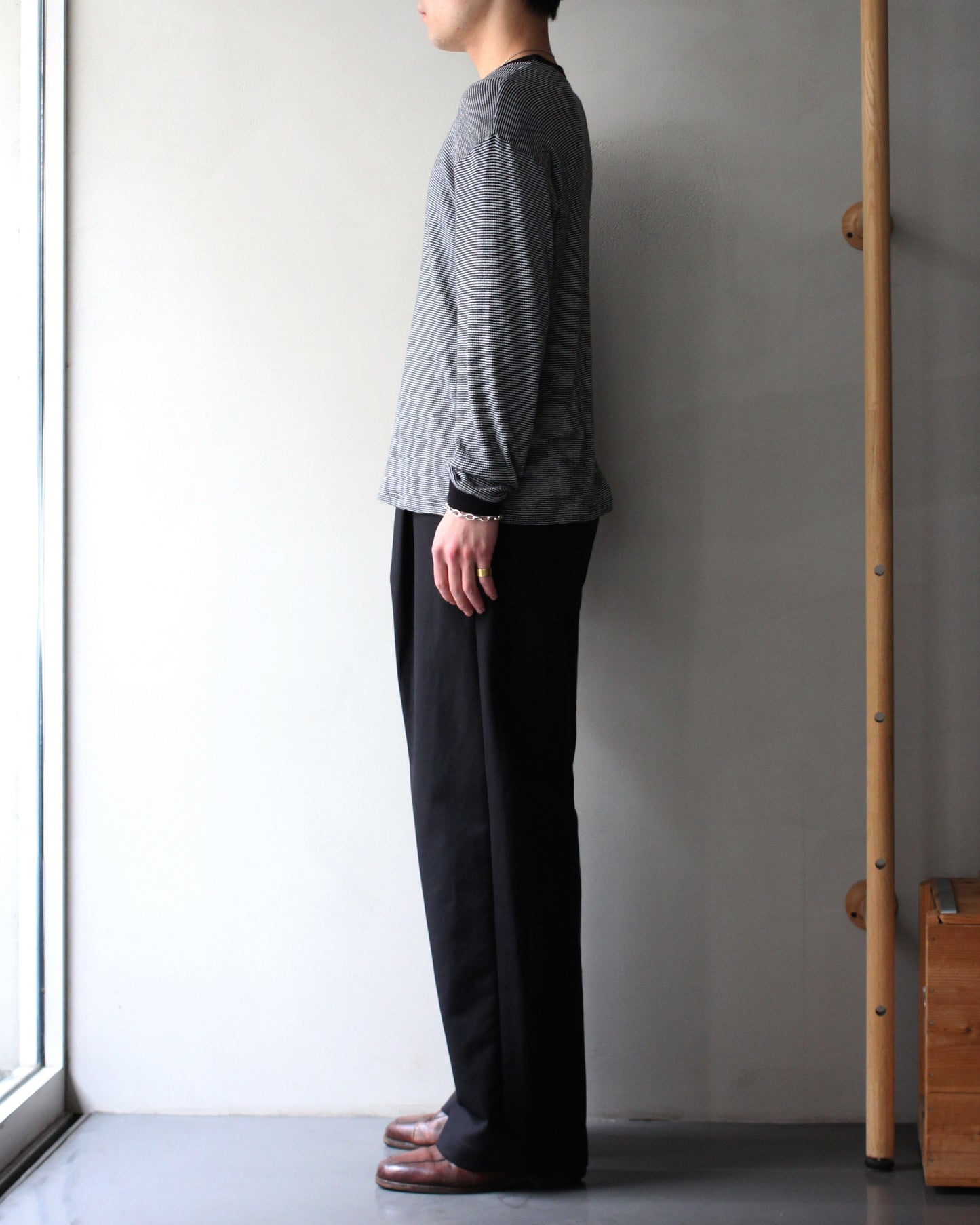 ssstein/DOUBLE WEAVE COTTON ONE TUCK WIDE PANTS "BLACK"