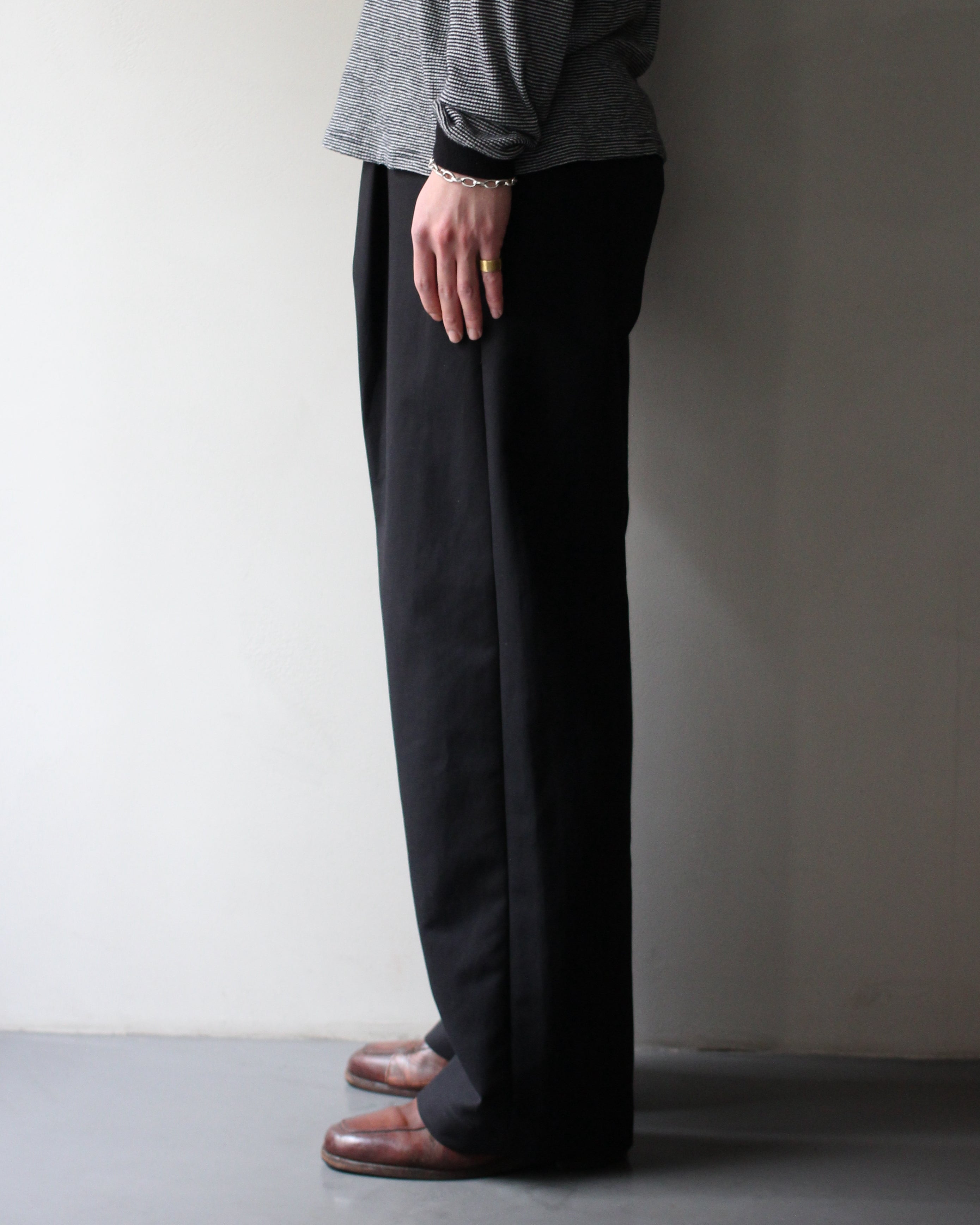 ssstein/DOUBLE WEAVE COTTON ONE TUCK WIDE PANTS 