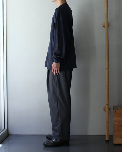 ULTERIOR / C/CASH HONEYCOMB HENLEY-NECK TOP "BLUE GREY"