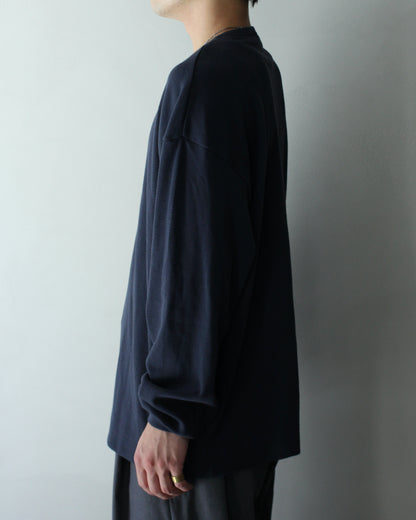 ULTERIOR / C/CASH HONEYCOMB HENLEY-NECK TOP "BLUE GREY"