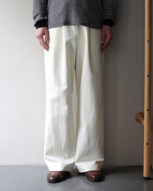ssstein/DOUBLE WEAVE COTTON ONE TUCK WIDE PANTS "CREAM"