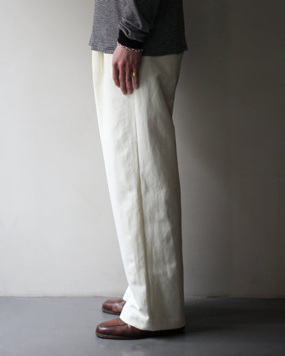 ssstein/DOUBLE WEAVE COTTON ONE TUCK WIDE PANTS "CREAM"