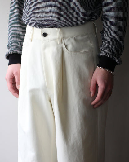 ssstein/DOUBLE WEAVE COTTON ONE TUCK WIDE PANTS "CREAM"