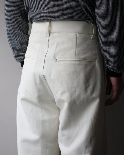 ssstein/DOUBLE WEAVE COTTON ONE TUCK WIDE PANTS "CREAM"