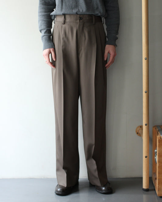 ssstein/LONG WIDE TROUSERS "DARK BEIGE"