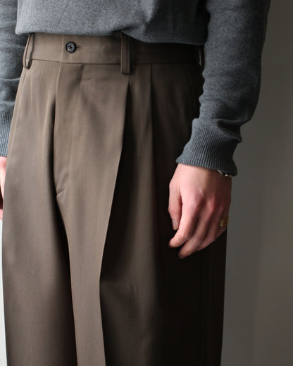ssstein/LONG WIDE TROUSERS "DARK BEIGE"