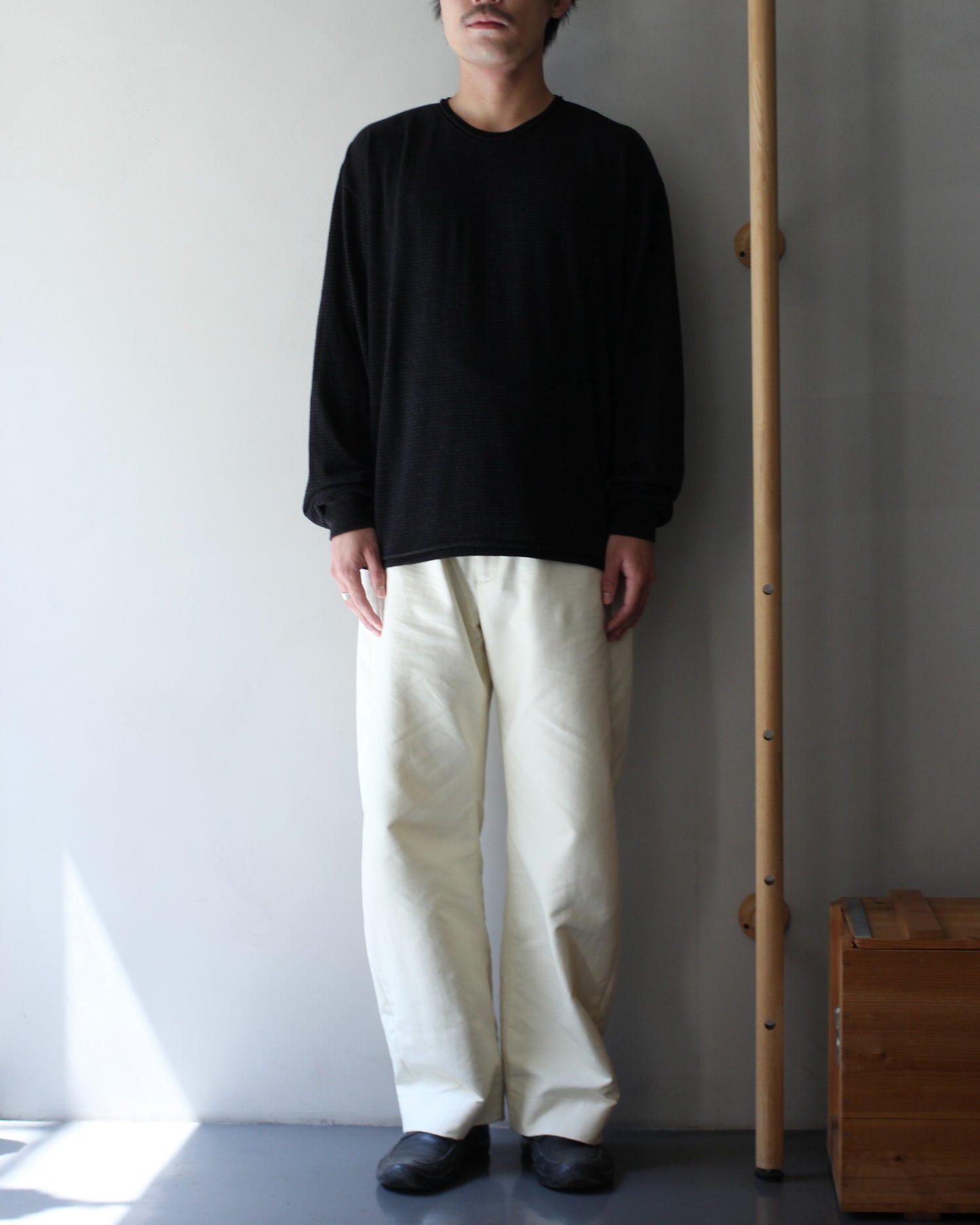 ULTERIOR/SUPER FINE WOOL COTTON CUT-OFF P/O (BORDER STRIPE ) "BROWN×BLACK"