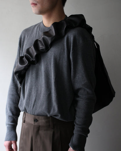 ssstein/SHIRRING HANDLE LEATHER SHOULDER BAG "BLACK"