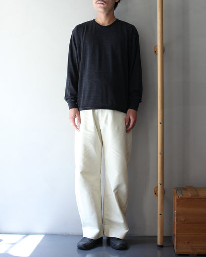 ULTERIOR/SUPER FINE WOOL COTTON CUT-OFF P/O (BORDER STRIPE ) " BLACK×CHARCOAL"