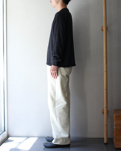 ULTERIOR/SUPER FINE WOOL COTTON CUT-OFF P/O (BORDER STRIPE ) " BLACK×CHARCOAL"