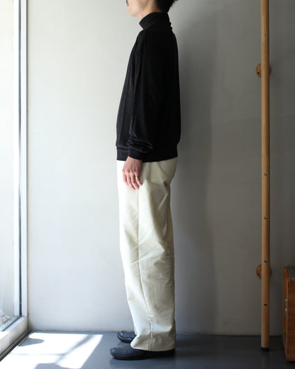 ULTERIOR/SUPER FINE WOOL COTTON TURTLE-NECK TOP (BORDER STRIPE ) "BROWN×BLACK"