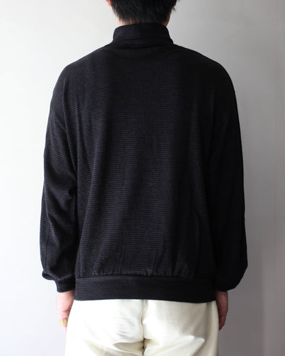 ULTERIOR/SUPER FINE WOOL COTTON TURTLE-NECK TOP (BORDER STRIPE ) "BROWN×BLACK"