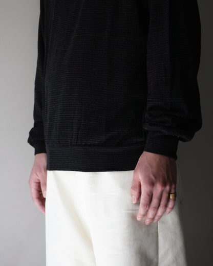 ULTERIOR/SUPER FINE WOOL COTTON TURTLE-NECK TOP (BORDER STRIPE ) "BROWN×BLACK"