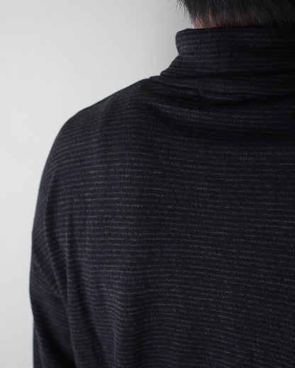 ULTERIOR/SUPER FINE WOOL COTTON TURTLE-NECK TOP (BORDER STRIPE ) "BROWN×BLACK"