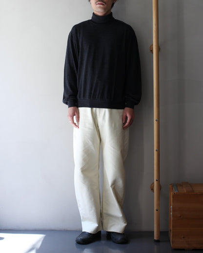 ULTERIOR/SUPER FINE WOOL COTTON TURTLE-NECK TOP (BORDER STRIPE ) " BLACK×CHARCOAL"