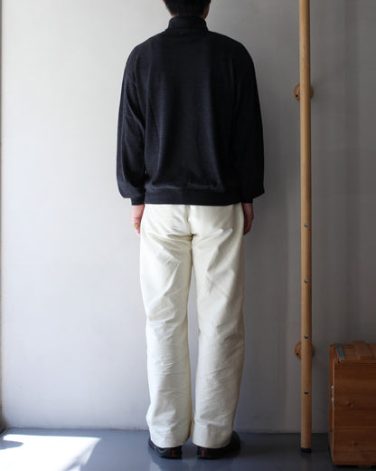 ULTERIOR/SUPER FINE WOOL COTTON TURTLE-NECK TOP (BORDER STRIPE ) " BLACK×CHARCOAL"