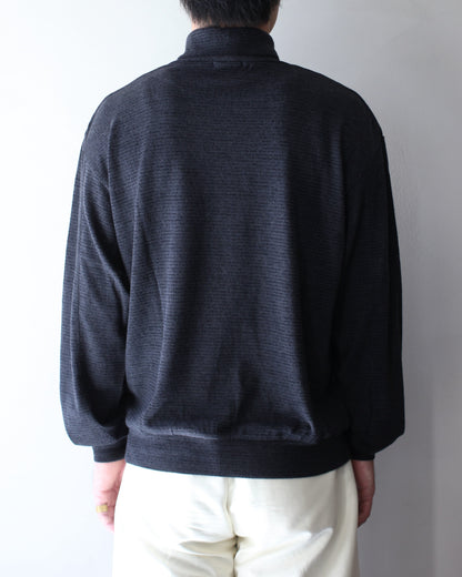 ULTERIOR/SUPER FINE WOOL COTTON TURTLE-NECK TOP (BORDER STRIPE ) " BLACK×CHARCOAL"