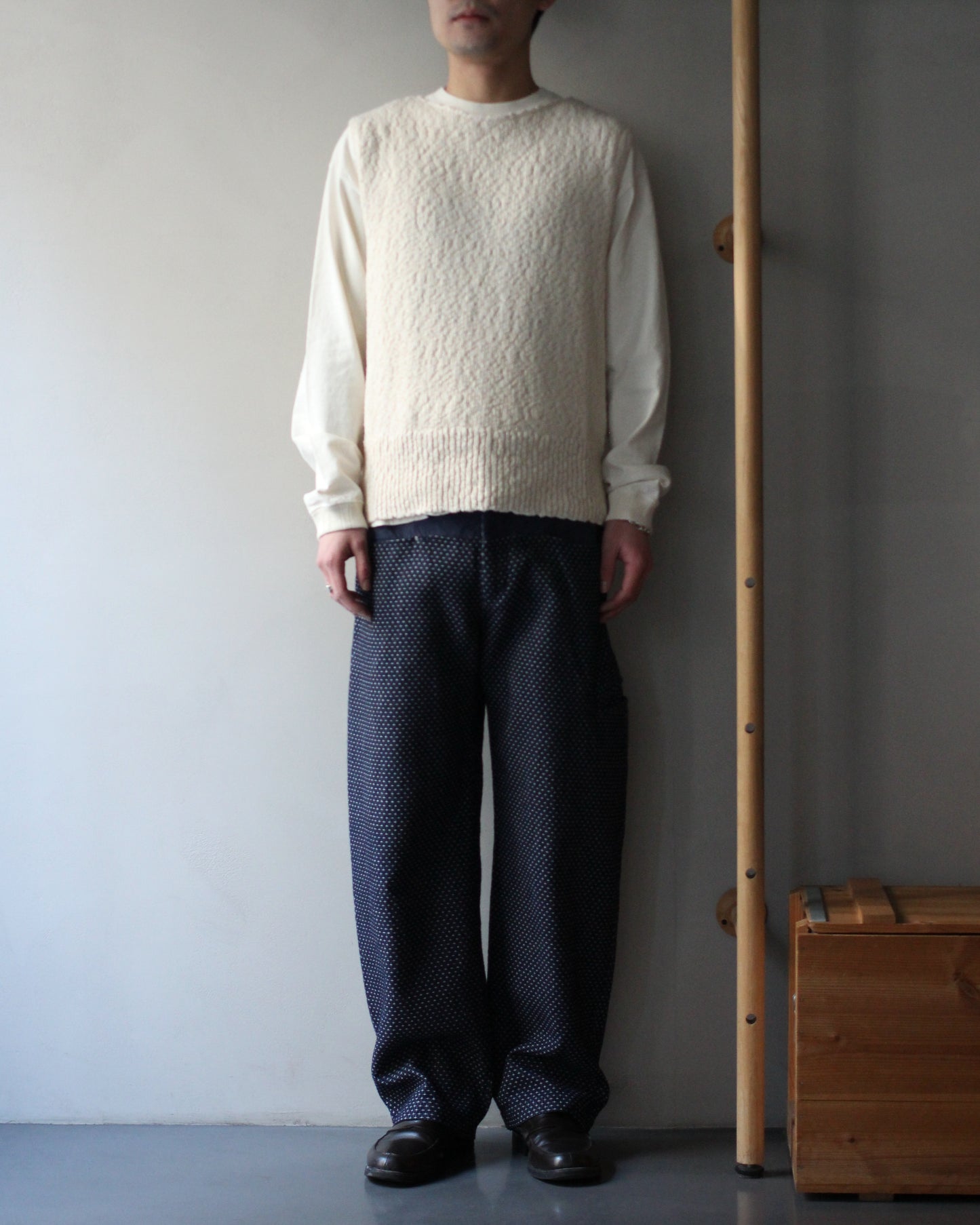 RIKU UMEHARA/BASKET KNIT VEST "BEIGE"
