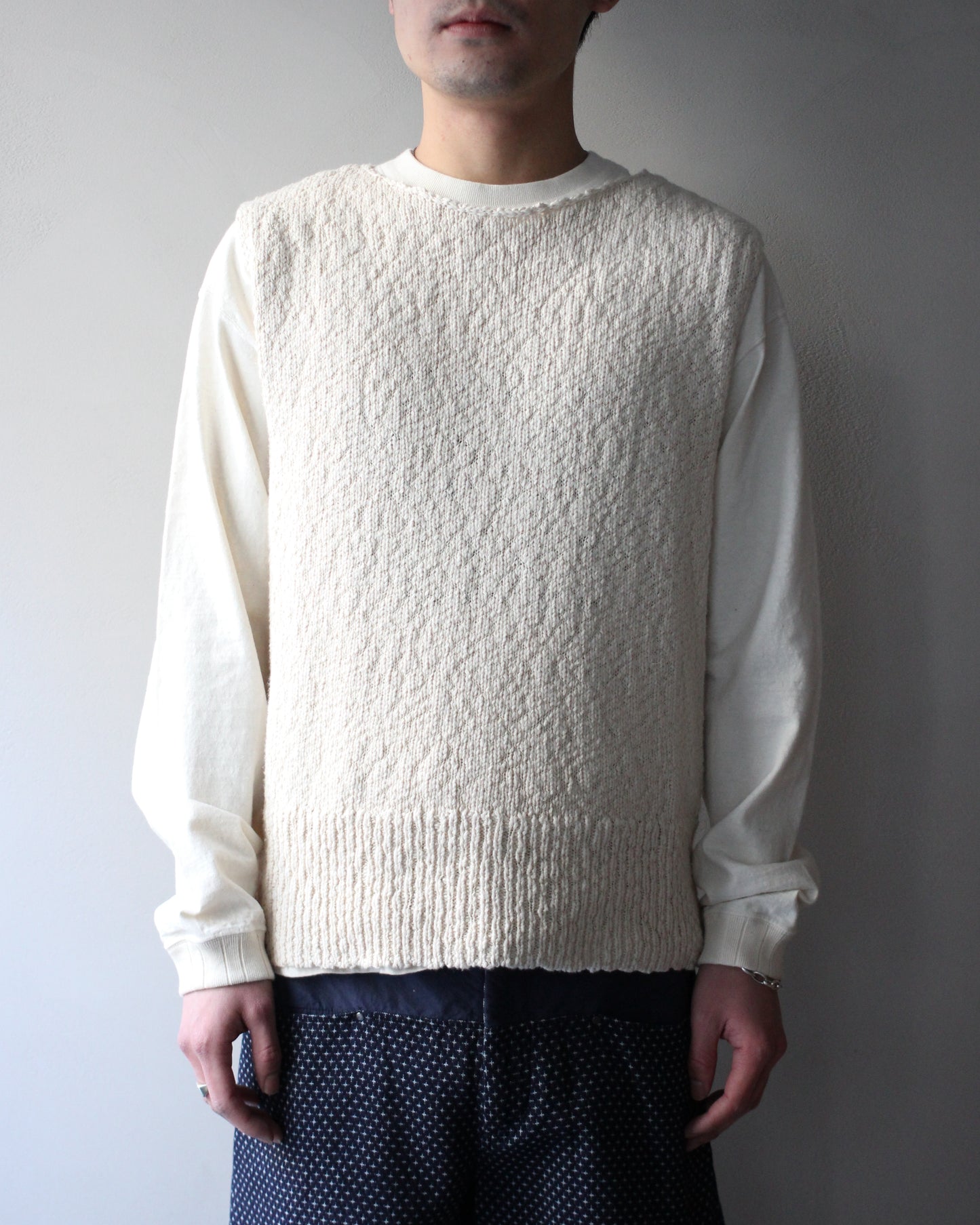 RIKU UMEHARA/BASKET KNIT VEST "BEIGE"