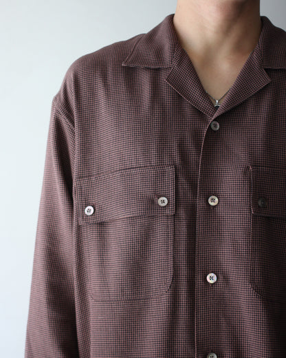 ULTERIOR / RAYON LINEN CHECK W/P SHIRT “BROWN / BLACK”
