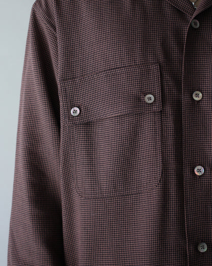 ULTERIOR / RAYON LINEN CHECK W/P SHIRT “BROWN / BLACK”
