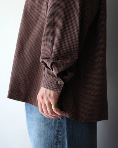 ULTERIOR / RAYON LINEN CHECK W/P SHIRT “BROWN / BLACK”