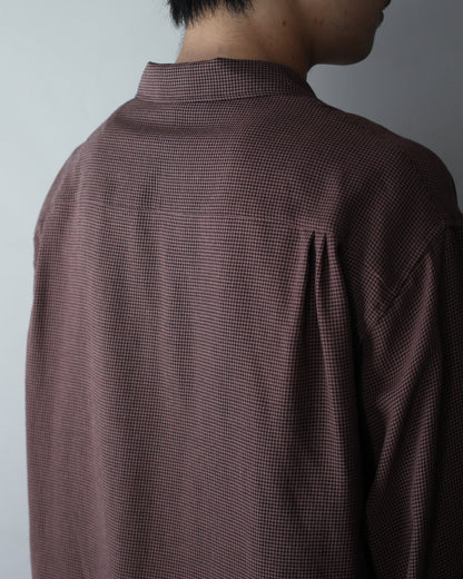 ULTERIOR / RAYON LINEN CHECK W/P SHIRT “BROWN / BLACK”