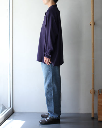 ULTERIOR / RAYON LINEN CHECK W/P SHIRT “BLUE / BROWN”
