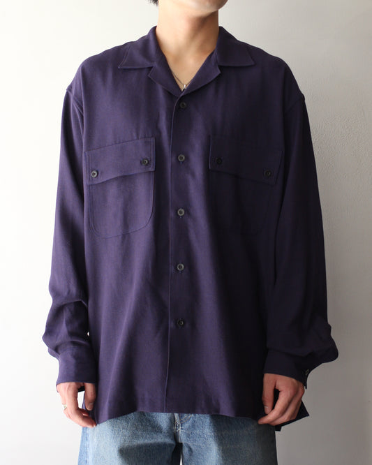 ULTERIOR / RAYON LINEN CHECK W/P SHIRT “BLUE / BROWN”