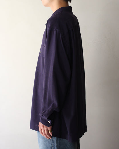 ULTERIOR / RAYON LINEN CHECK W/P SHIRT “BLUE / BROWN”