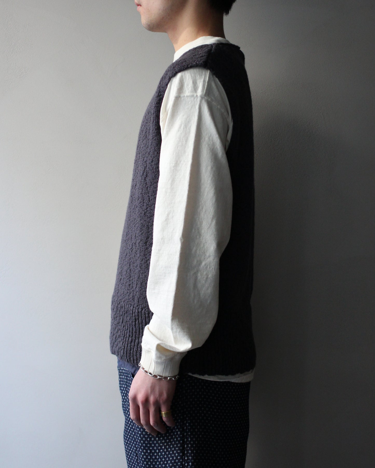RIKU UMEHARA/BASKET KNIT VEST "NAVY"