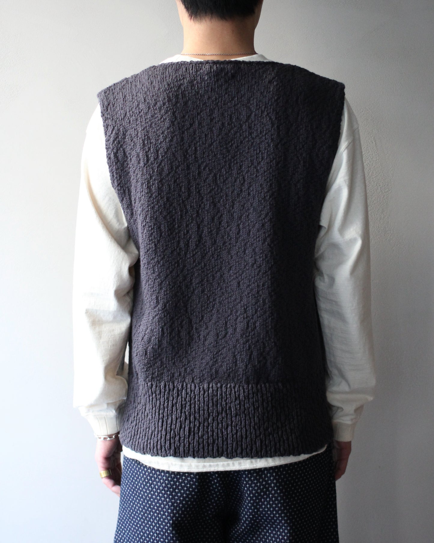 RIKU UMEHARA/BASKET KNIT VEST "NAVY"