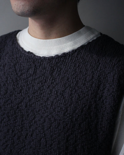 RIKU UMEHARA/BASKET KNIT VEST "NAVY"