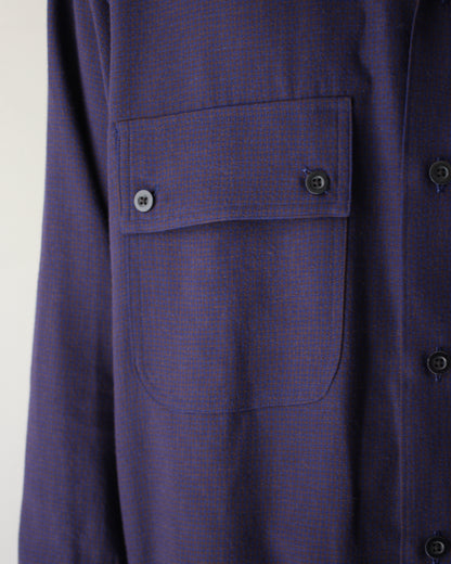 ULTERIOR / RAYON LINEN CHECK W/P SHIRT “BLUE / BROWN”