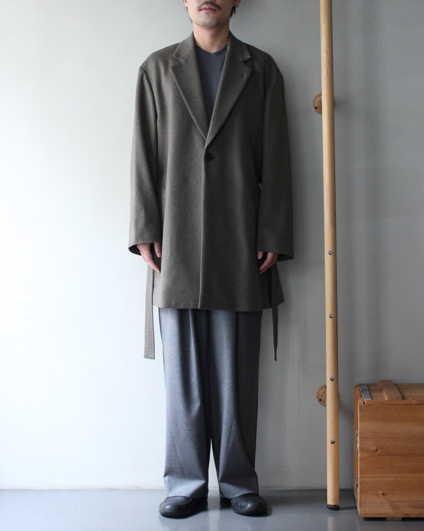 ssstein/WOOL DOESKIN HALF COAT "TAUPE"