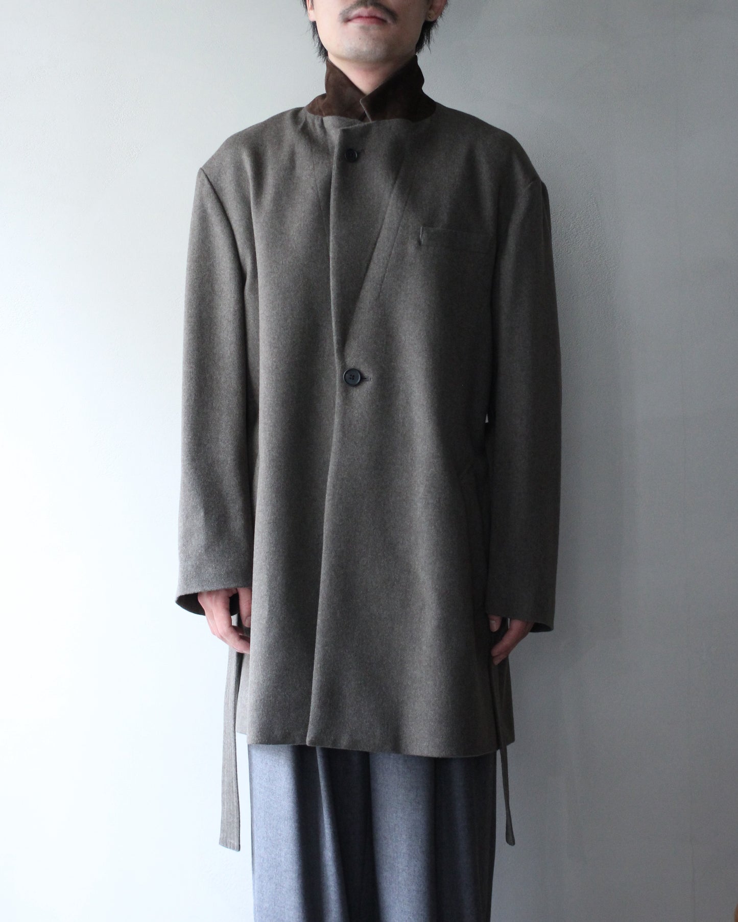 ssstein/WOOL DOESKIN HALF COAT "TAUPE"