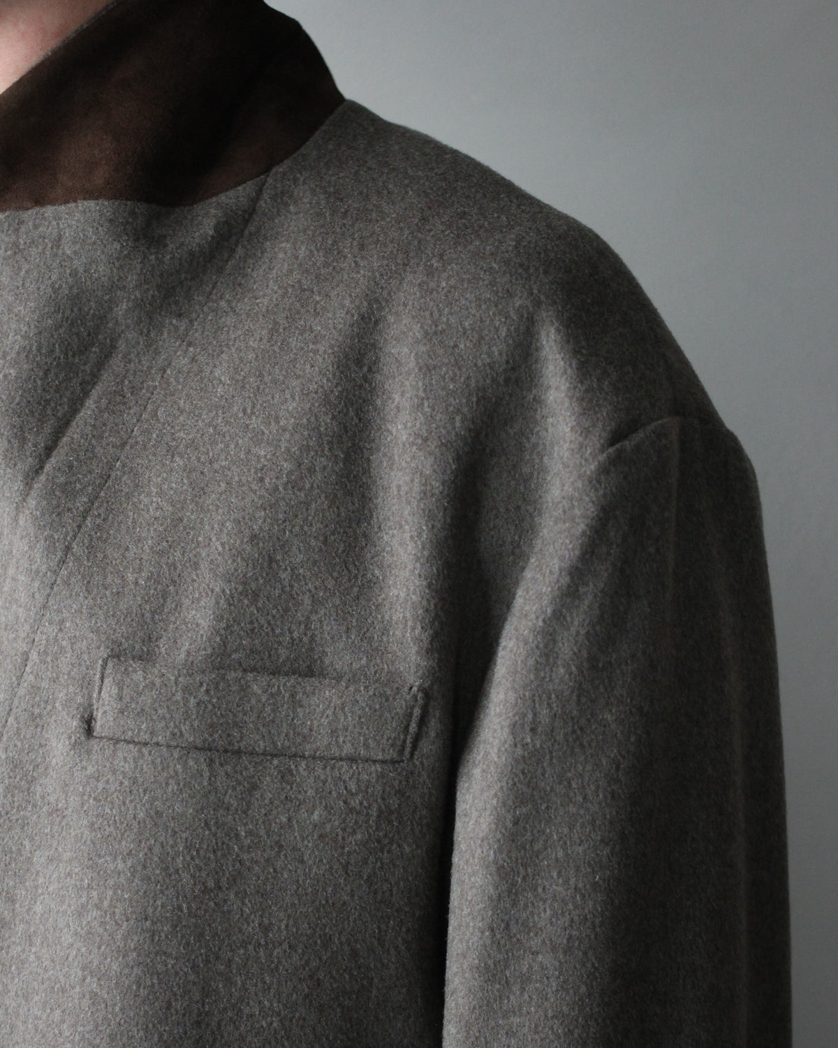 ssstein/WOOL DOESKIN HALF COAT "TAUPE"