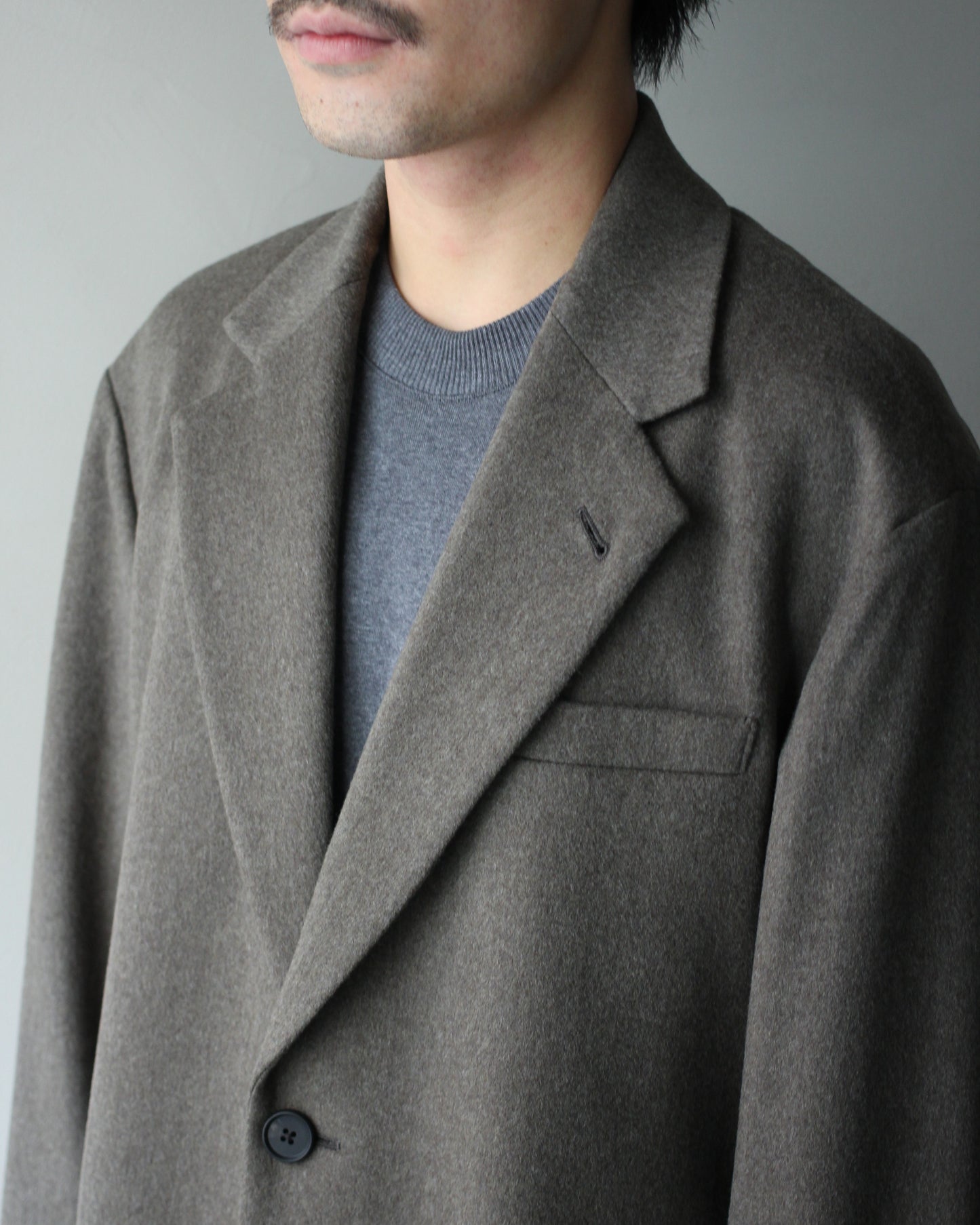 ssstein/WOOL DOESKIN HALF COAT "TAUPE"