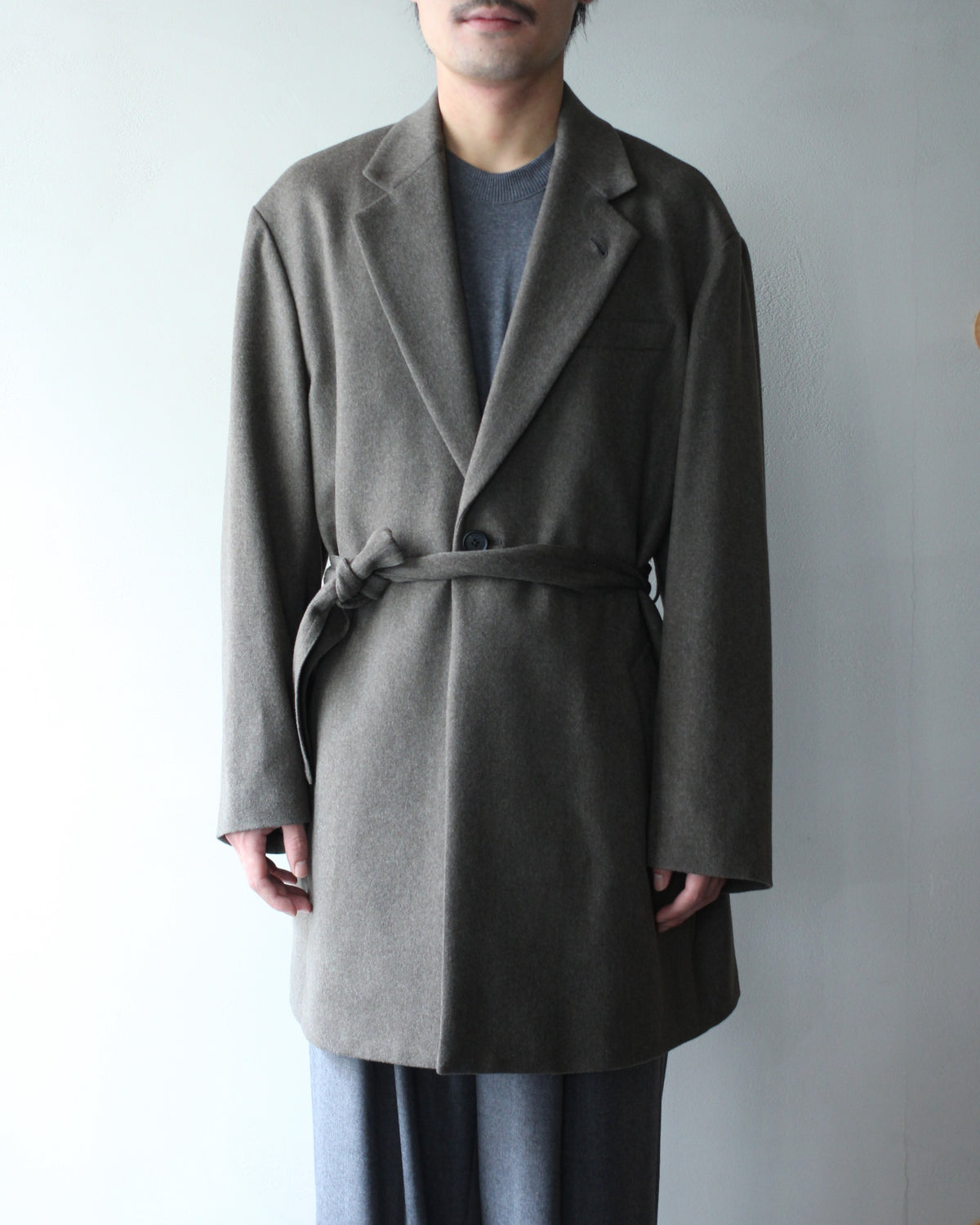 ssstein/WOOL DOESKIN HALF COAT "TAUPE"