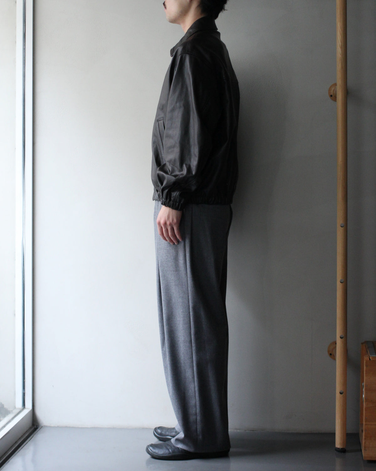 ssstein/CALF ZIP SHORT JACKET "DARK BROWN"