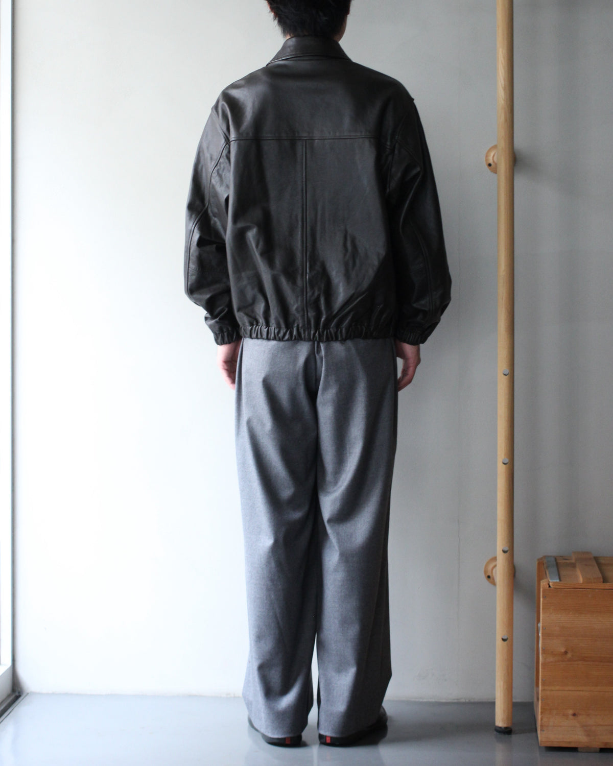 ssstein/CALF ZIP SHORT JACKET "DARK BROWN"