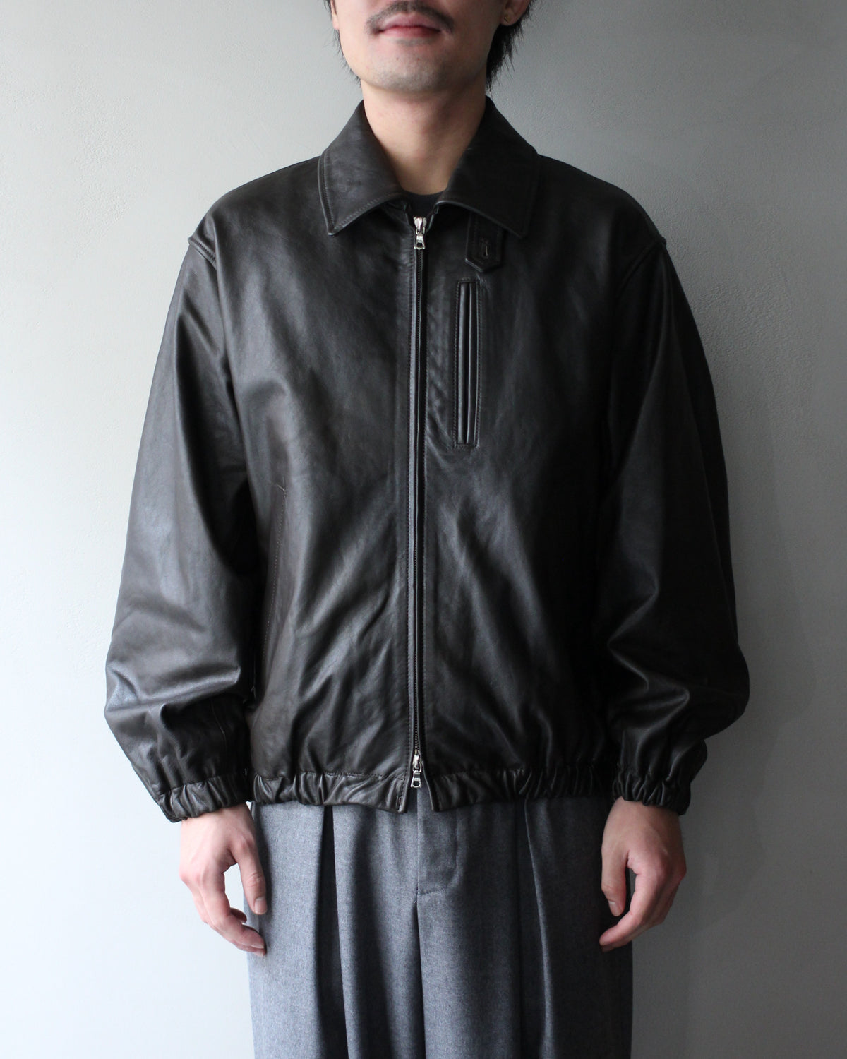 ssstein/CALF ZIP SHORT JACKET "DARK BROWN"