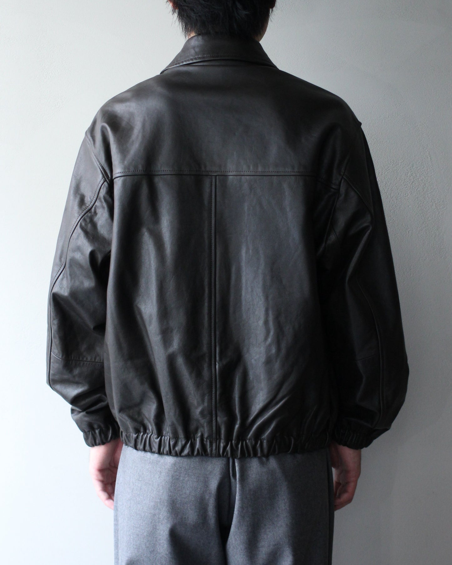 ssstein/CALF ZIP SHORT JACKET "DARK BROWN"